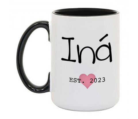 Ina est 2023 Coffee Mug W Black Handle and Rim