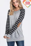 Stripes and Patch Sleeve Top