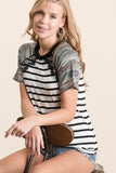 Lace, Stripes, and Camo Top