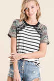 Lace, Stripes, and Camo Top